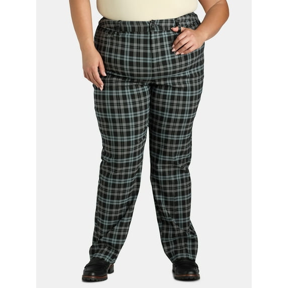 Terra & Sky Women's Plus Wear to Work Straight Leg Pants, 30” Inseam, Sizes 16W-26W