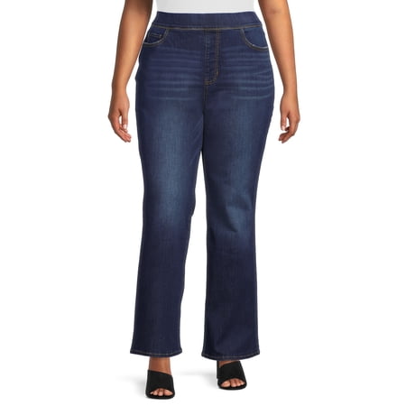 Terra & Sky Women's Pus Size Pull On Bootcut Jeans