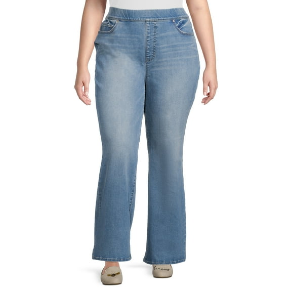 Terra & Sky Women's Pus Size Pull On Bootcut Jeans