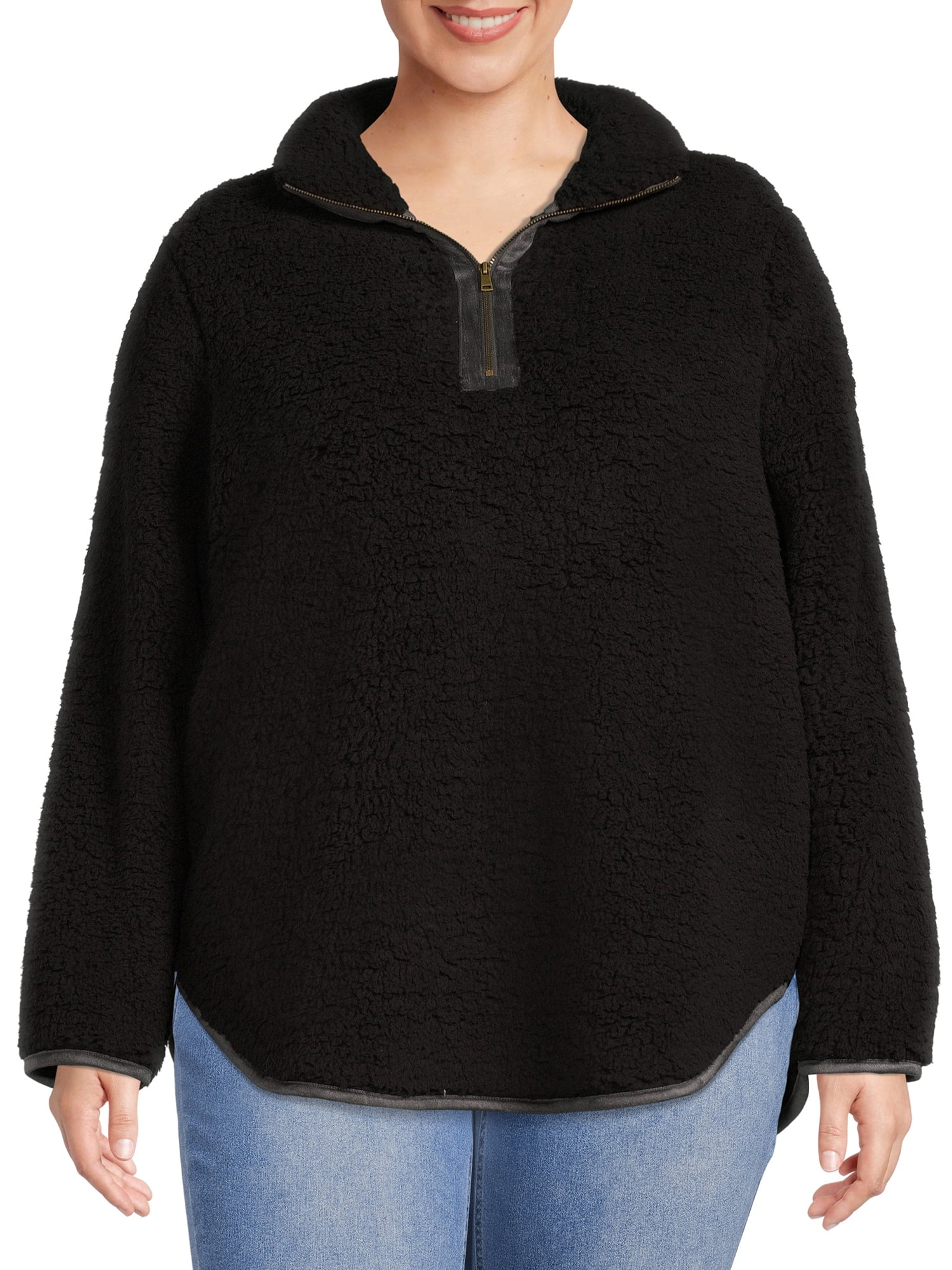 Terra & Sky Women's Quarter Zip Sherpa Pullover