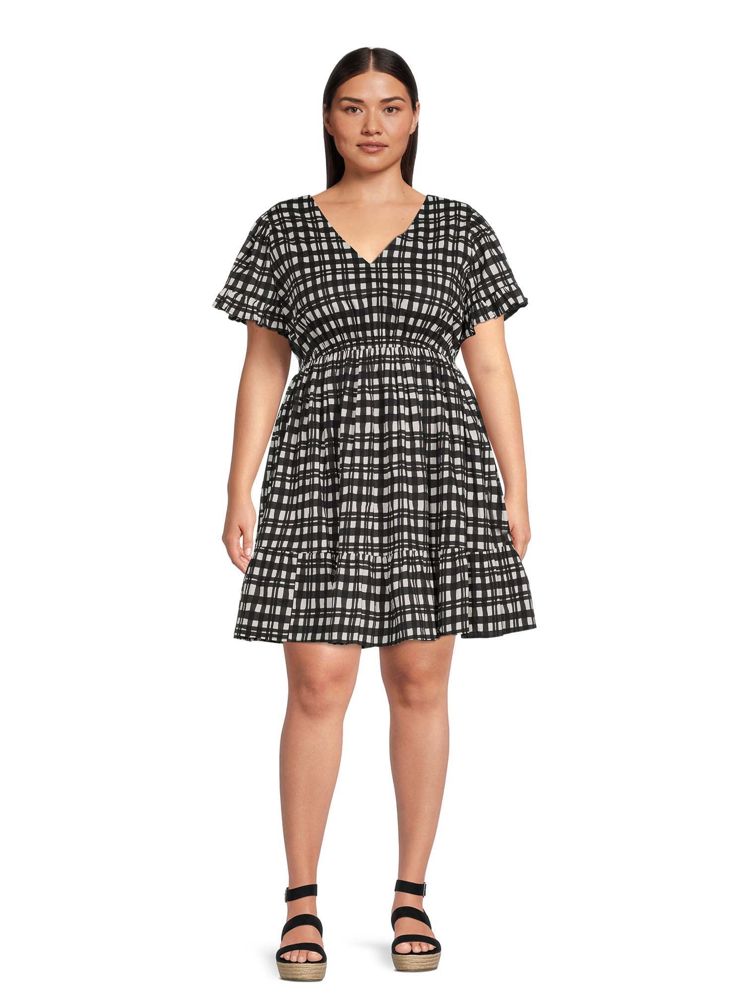 Terra & Sky Women's Ruffled Print Dress - Walmart.com