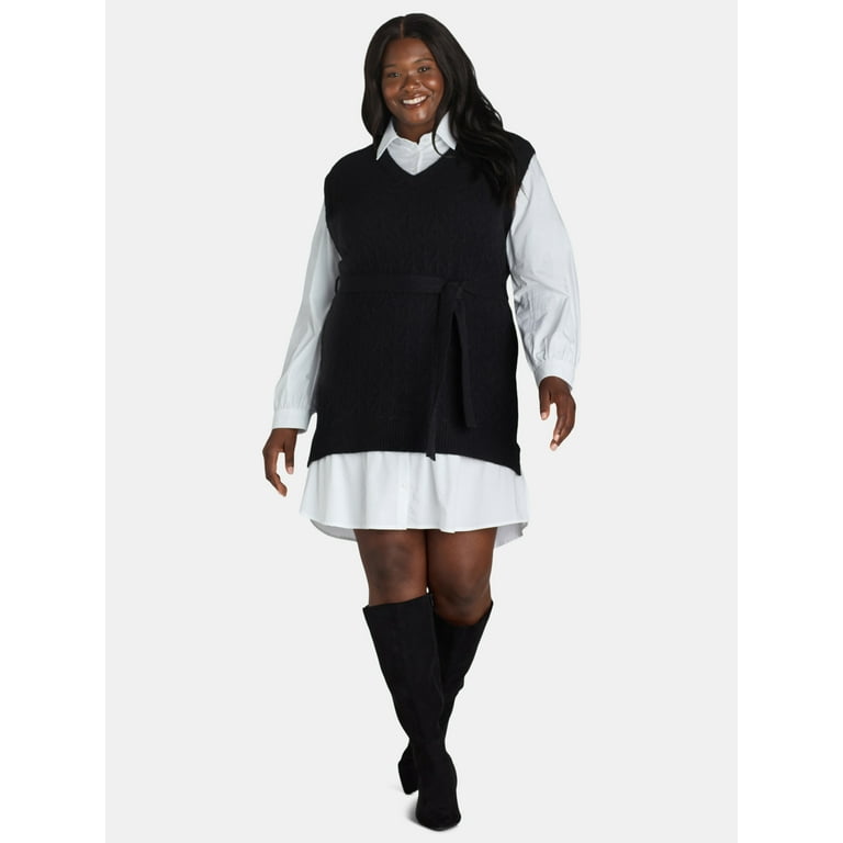 Plus size mini sweater dress hot sale