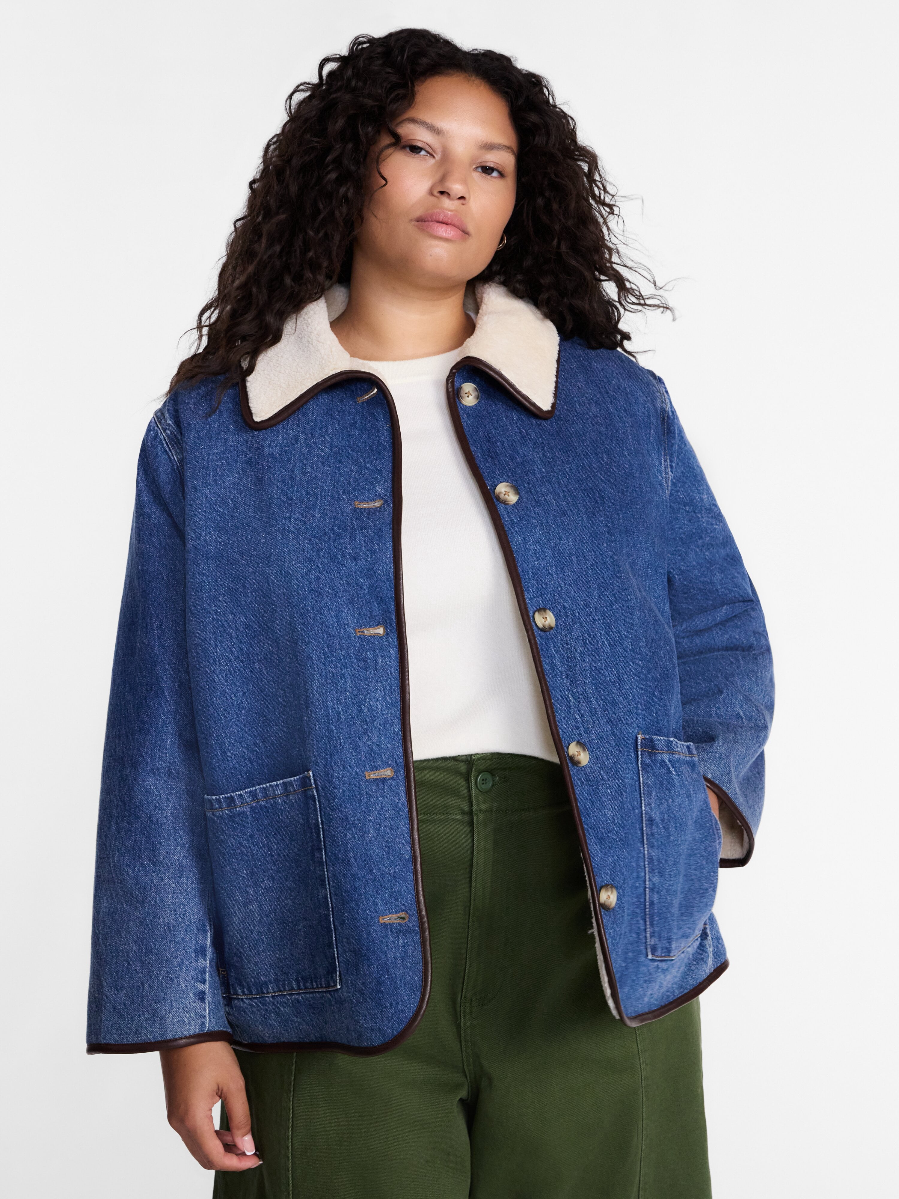 Terra & Sky Womens Plus Reversable Chore Coat, Sizes 0X-5X