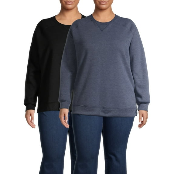 Terra & Sky Womens Plus Size Fleece Athleisure Sweatshirt 2-Pack