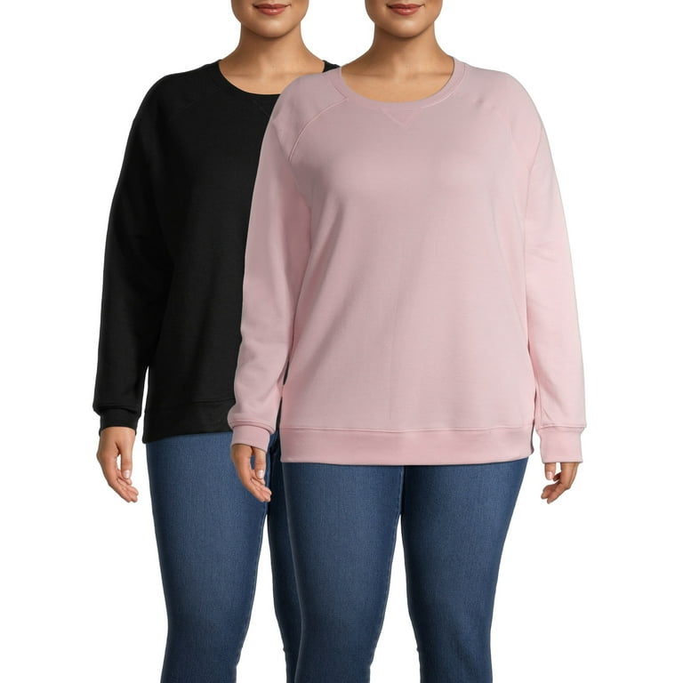 Terra Sky Womens Plus Size Fleece Athleisure Sweatshirt 2 Pack