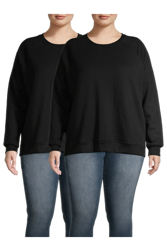 Womens Plus Size Fleece Athleisure Sweatshirt 2-Pack