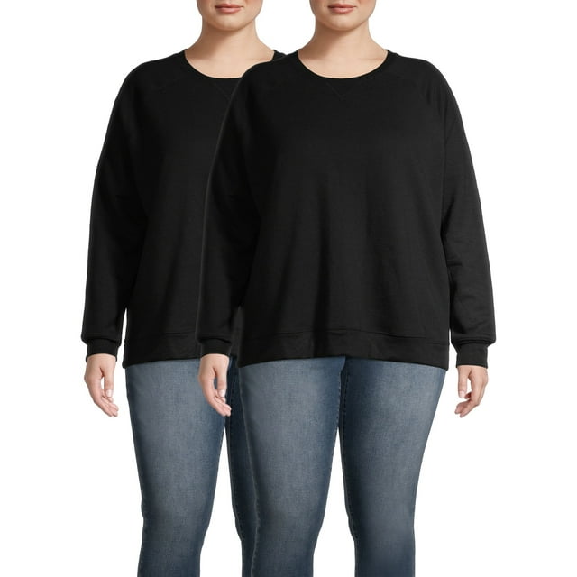 Terra & Sky Womens Plus Size Fleece Athleisure Sweatshirt 2-Pack