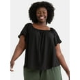 thumbnail image 1 of Terra & Sky Women's Plus Convertible Blouse with Short Sleeves, Sizes 0X-5X, 1 of 1