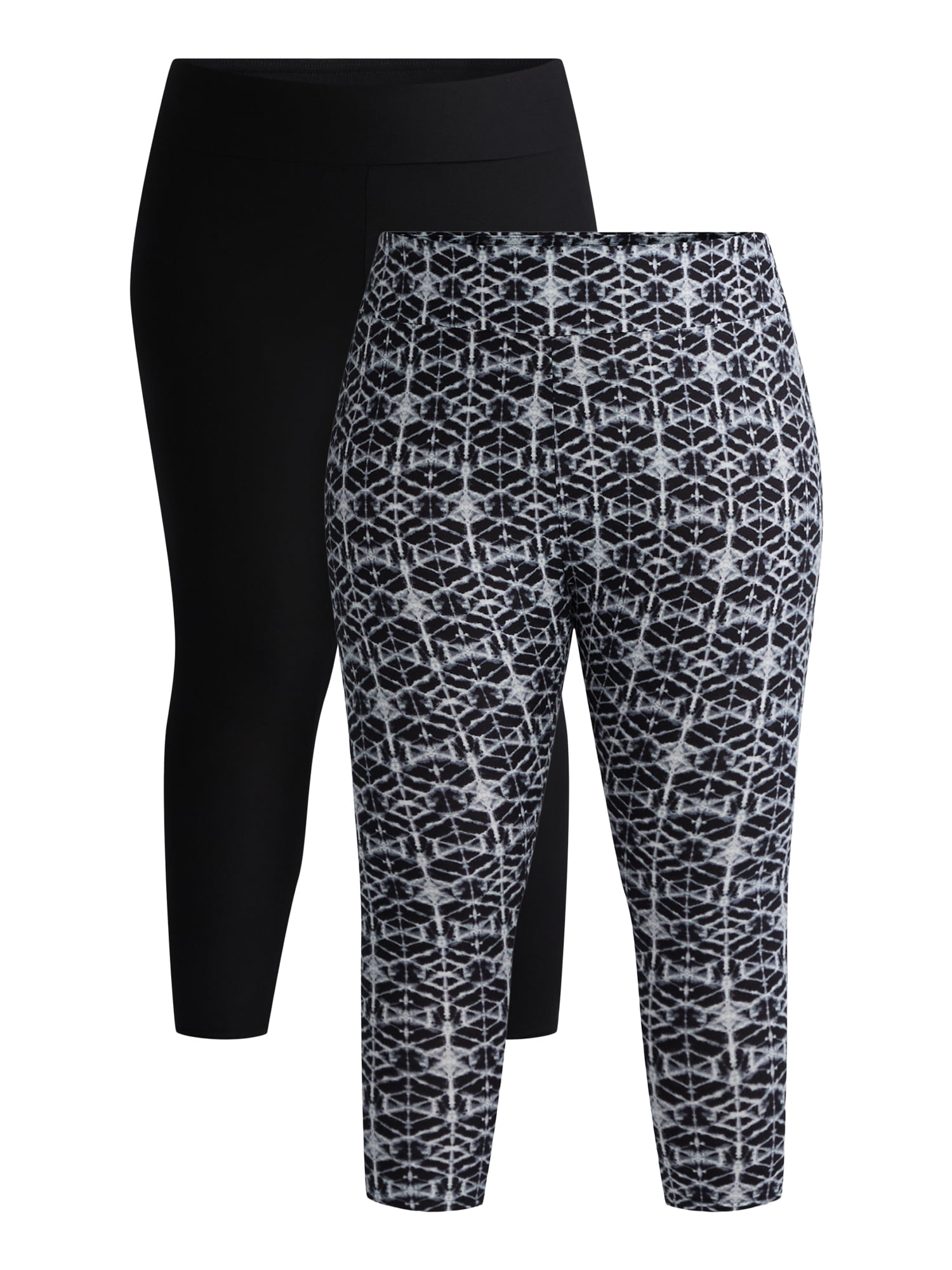 Terra & Sky's Women's Plus Capri Leggings, 2-Pack