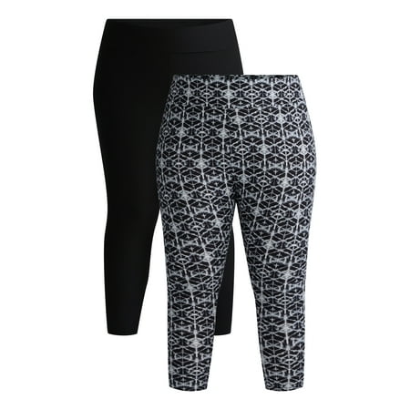 Terra & Sky's Women's Plus Capri Leggings, 2-Pack