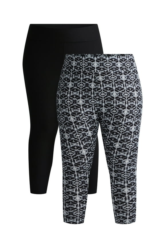 's Women's Plus Capri Leggings, 2-Pack
