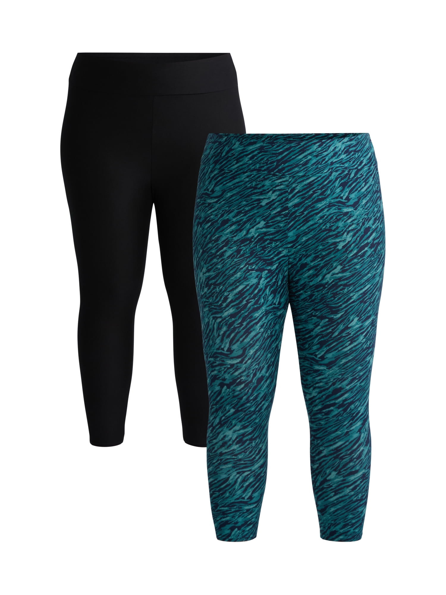 Terra & Sky's Women's Plus Capri Leggings, 2-Pack