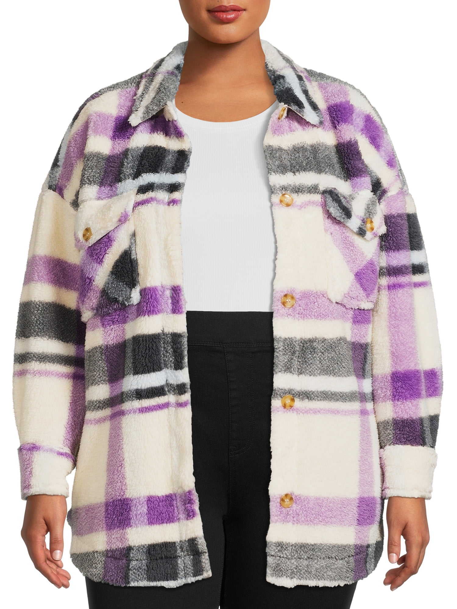 Terra & Sky's Women's Plus Size Long Sleeve Oversized Faux Sherpa