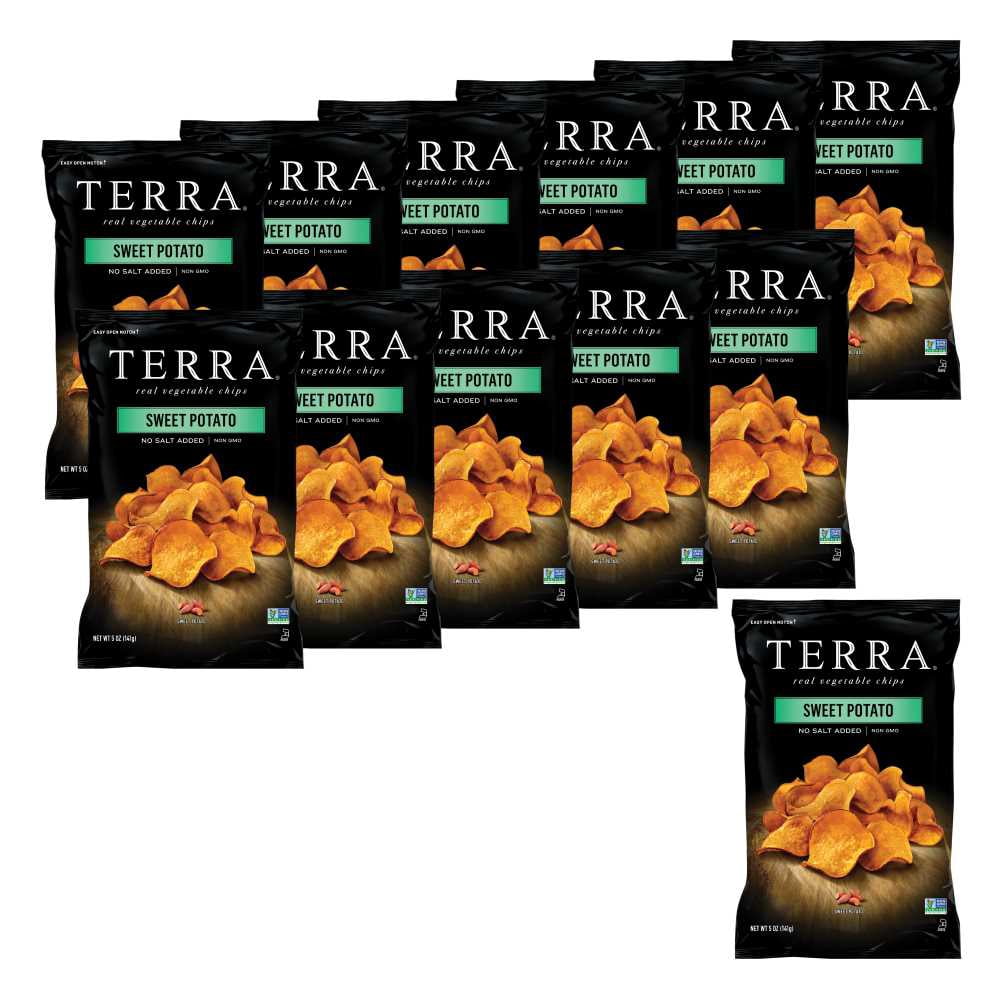 Terra Vegetable Chips, Sweet Potato with No Salt Added Real Vegetable Chips, 5 oz. (Pack of 12)