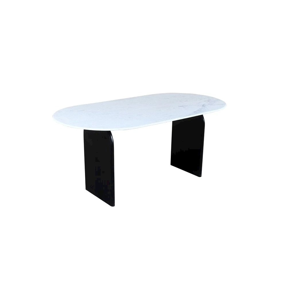 Terra White Marble Top Oval Dining Table with Solid Wood Base - Walmart.com