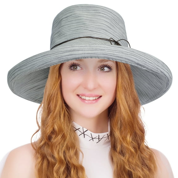 Terra Womens Bucket Summer Hat Kettle Brim Cotton Floppy Sunhat with Chin Cord Packable Beige