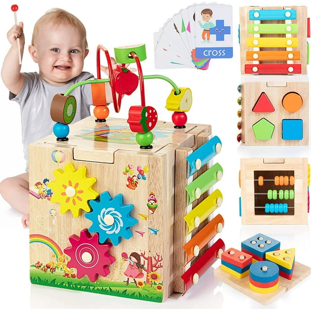 Terra Wooden Activity Cube 8in1 Montessori Toys for 12M+ Toddlers