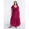 thumbnail image 1 of Terra & Sky Women’s Plus Sweetheart Maxi Dress with Short Flutter Sleeves, Sizes 0X-5X, 1 of 4
