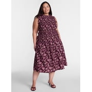 Terra & Sky Womens Plus Smocked Sleeveless Midi Dress, Sizes 0X-4X