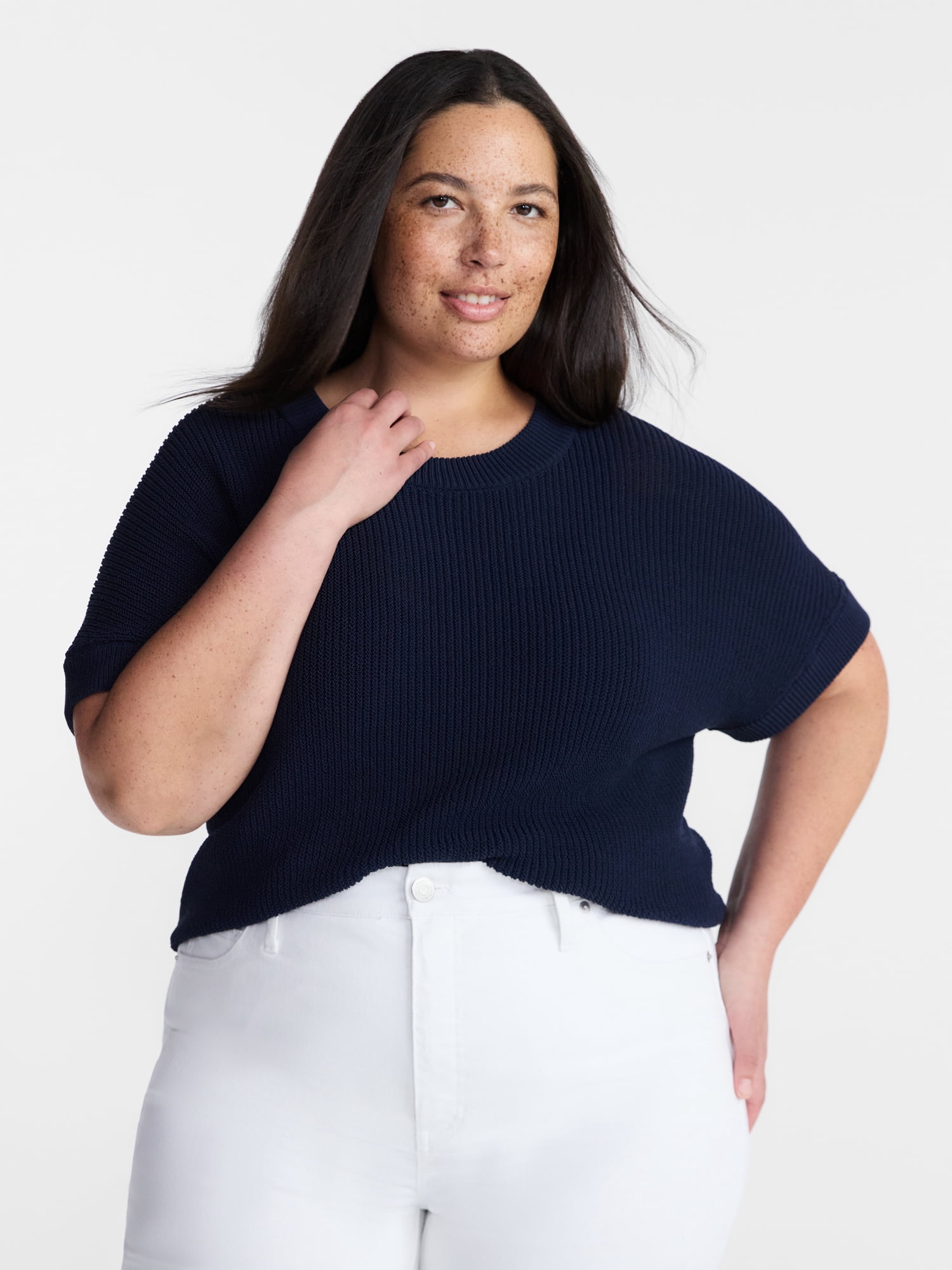 Terra and Sky Woman's Plus Dolman Crewneck Sweater, Sizes 0X-5X