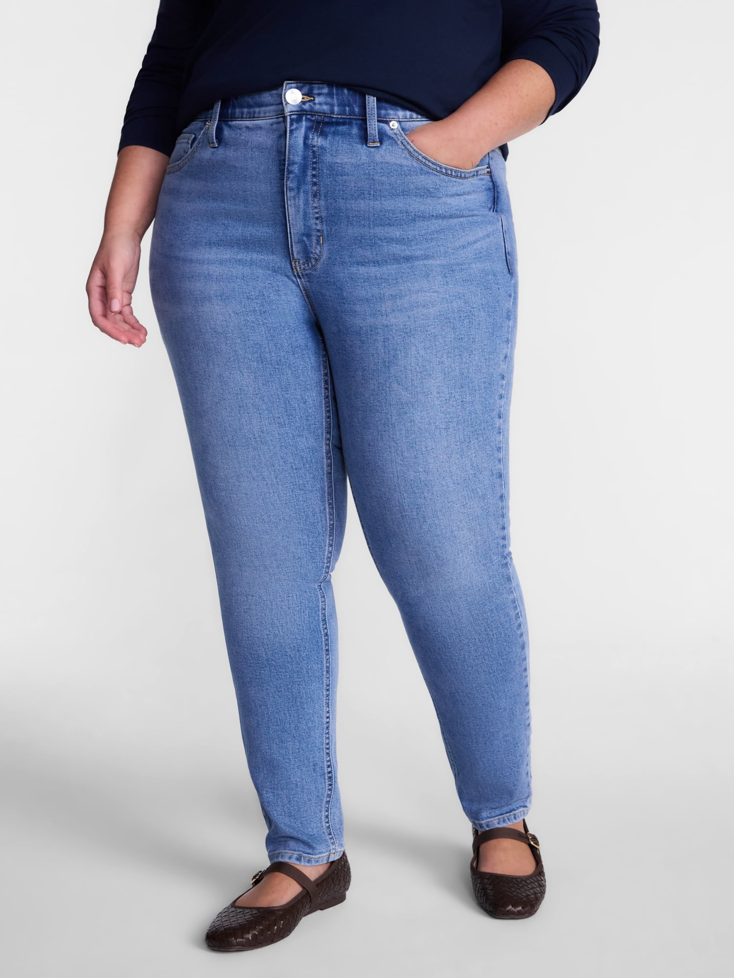 Terra & Sky Women's Plus High Rise Skinny Jeans, 27" Inseam, Sizes 16W-26W
