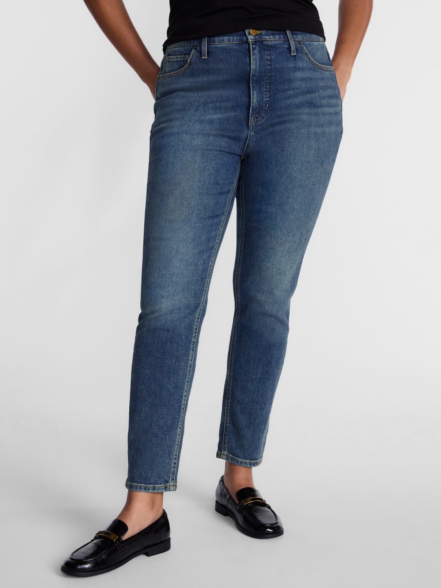 Terra & Sky Women's Plus High Rise Skinny Jeans, 27" Inseam, Sizes 16W-26W