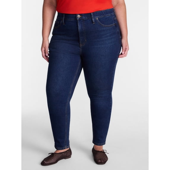 Terra & Sky Women's Plus High Rise Skinny Jeans, 27" Inseam, Sizes 16W-26W