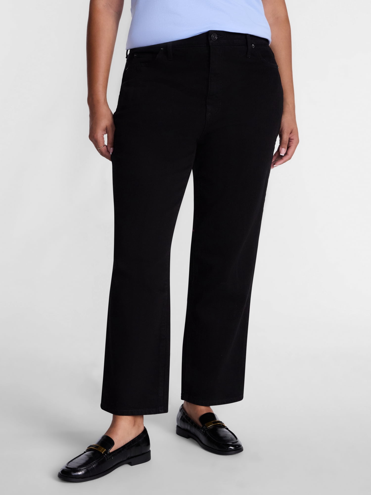 Terra & Sky Women's Plus High Rise Straight Leg Jeans, 29" Inseam, Sizes 16W-26W