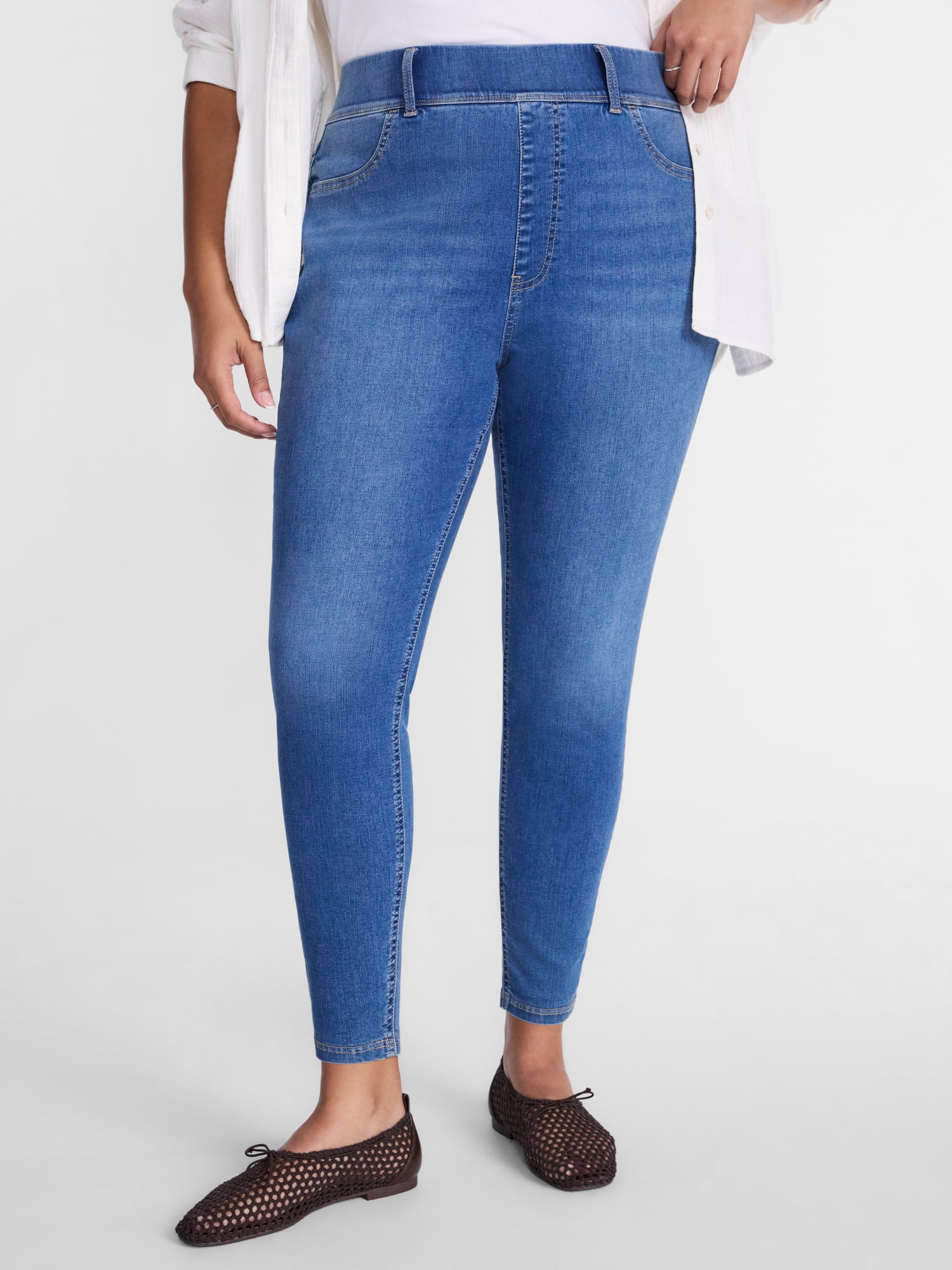 Terra & Sky Women's Plus High Rise Skinny Jeggings, Sizes 0X-4X