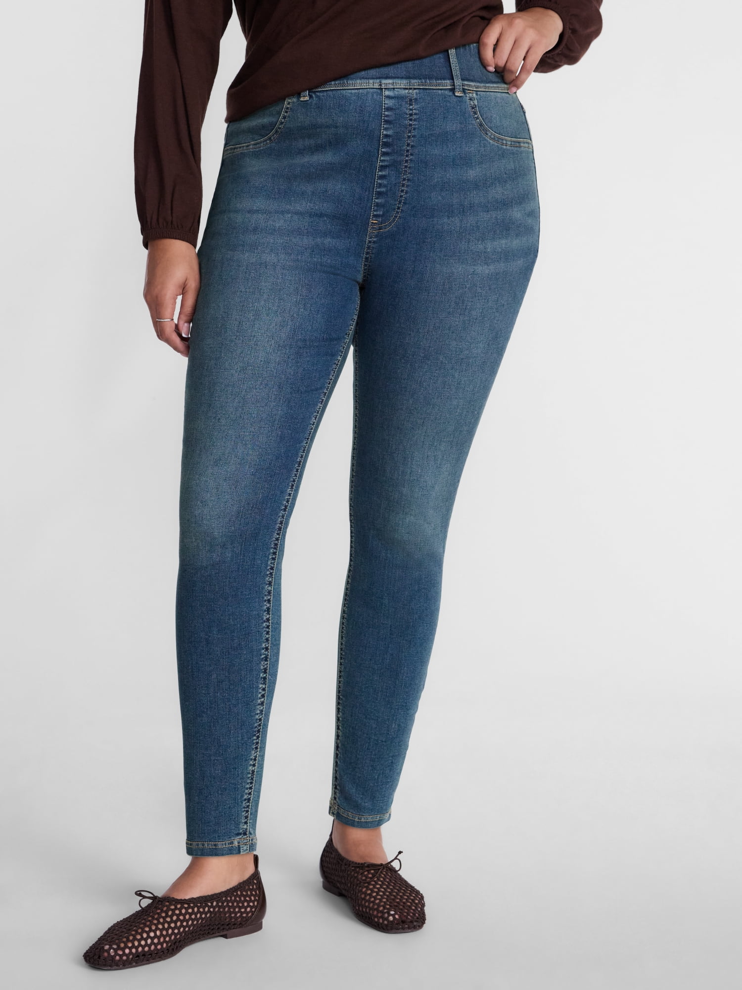 Terra & Sky Women's Plus High Rise Skinny Jeggings, Sizes 0X-4X