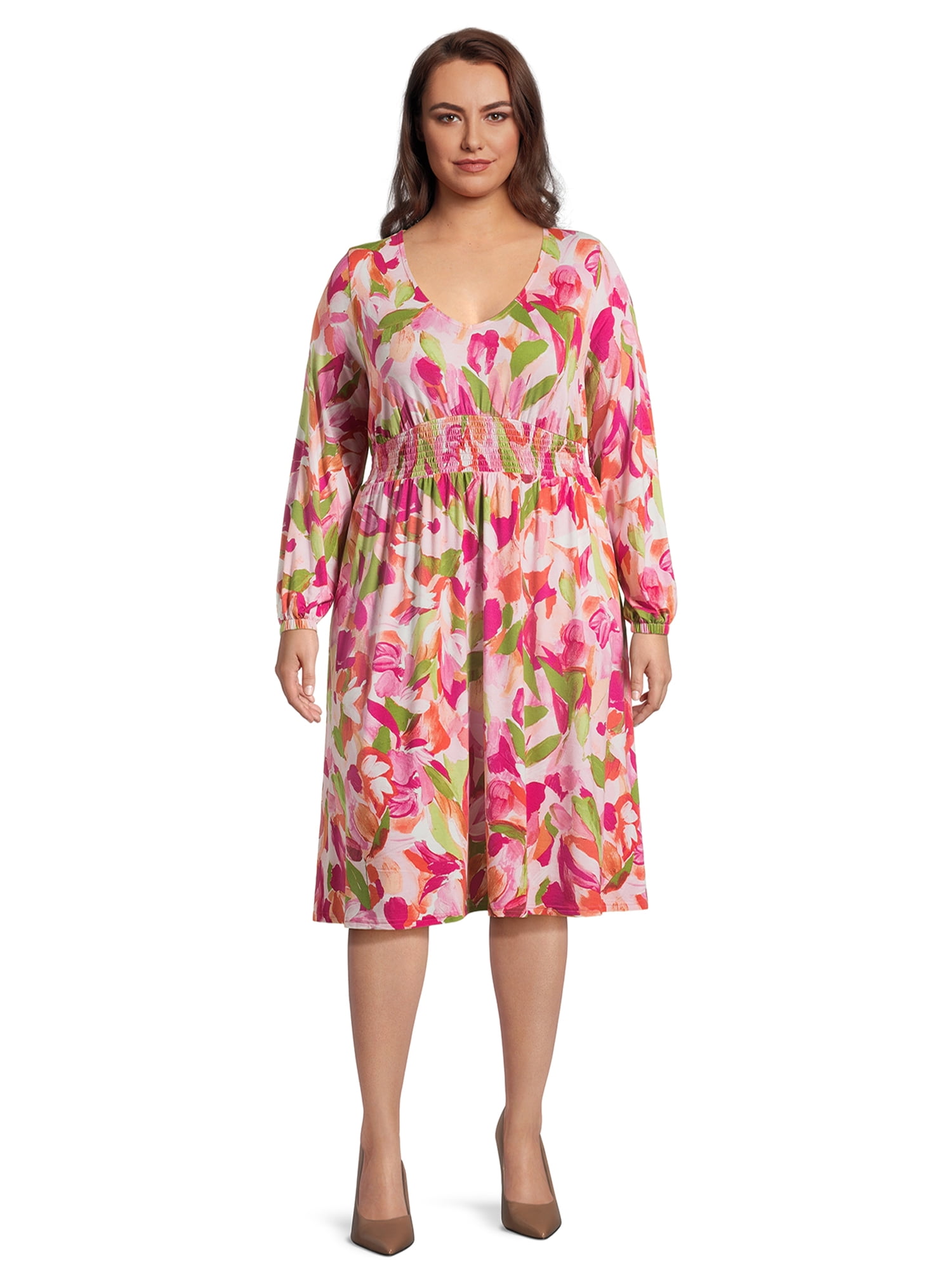 She & Sky Long Sleeve Woven Smocked Dress main image 1