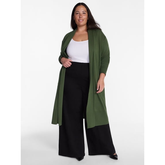 Terra and Sky Women's Plus Core Duster Cardigan with Long Sleeves, Lightweight,Sizes 0X-5X