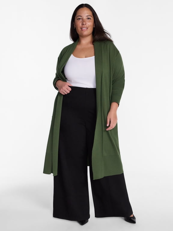 Terra and Sky Women's Plus Core Duster Cardigan with Long Sleeves, Lightweight,Sizes 0X-5X