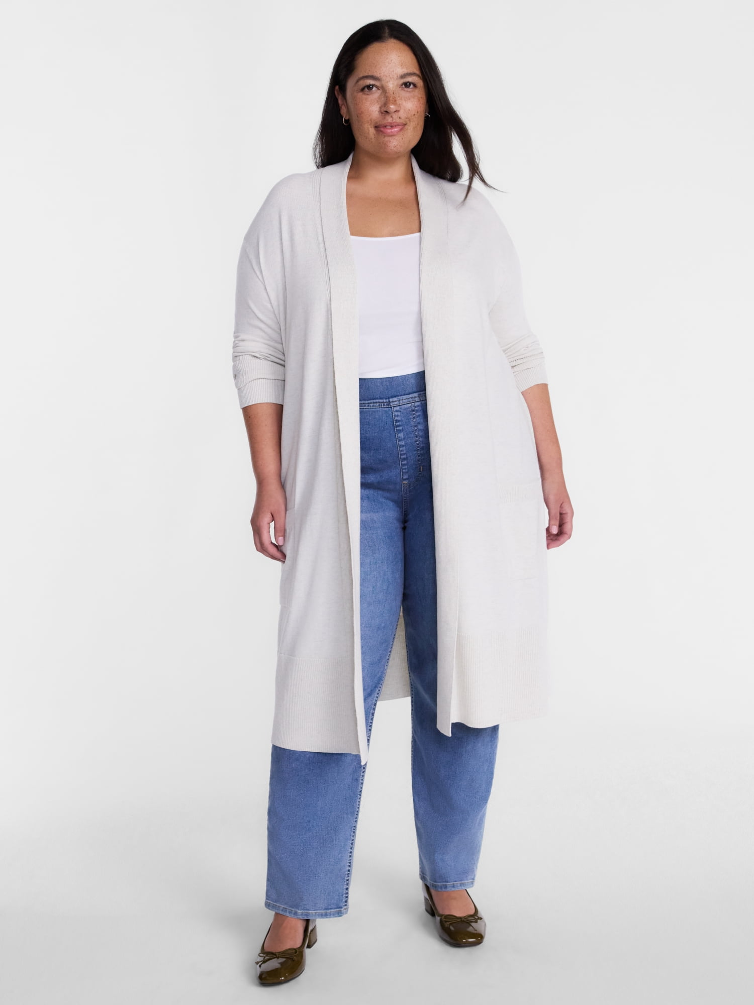 Terra and Sky Women's Plus Core Duster Cardigan with Long Sleeves, Lightweight,Sizes 0X-5X