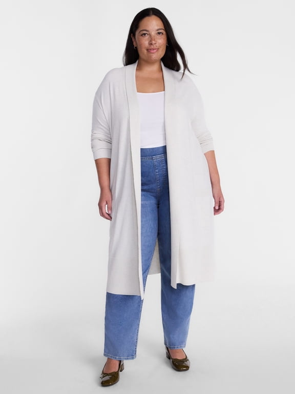 Terra and Sky Women's Plus Core Duster Cardigan with Long Sleeves, Lightweight,Sizes 0X-5X