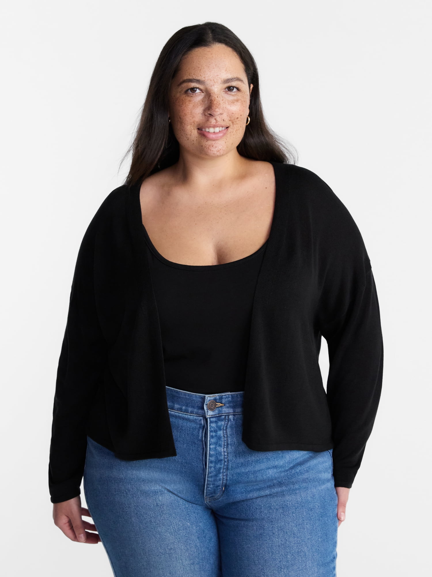 Terra & Sky Women’s Plus Lightweight Snug Cardigan with Long Sleeves, Sizes 0X-5X