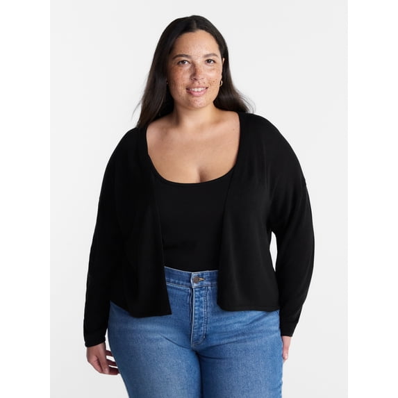 Terra & Sky Women’s Plus Lightweight Snug Cardigan with Long Sleeves, Sizes 0X-5X
