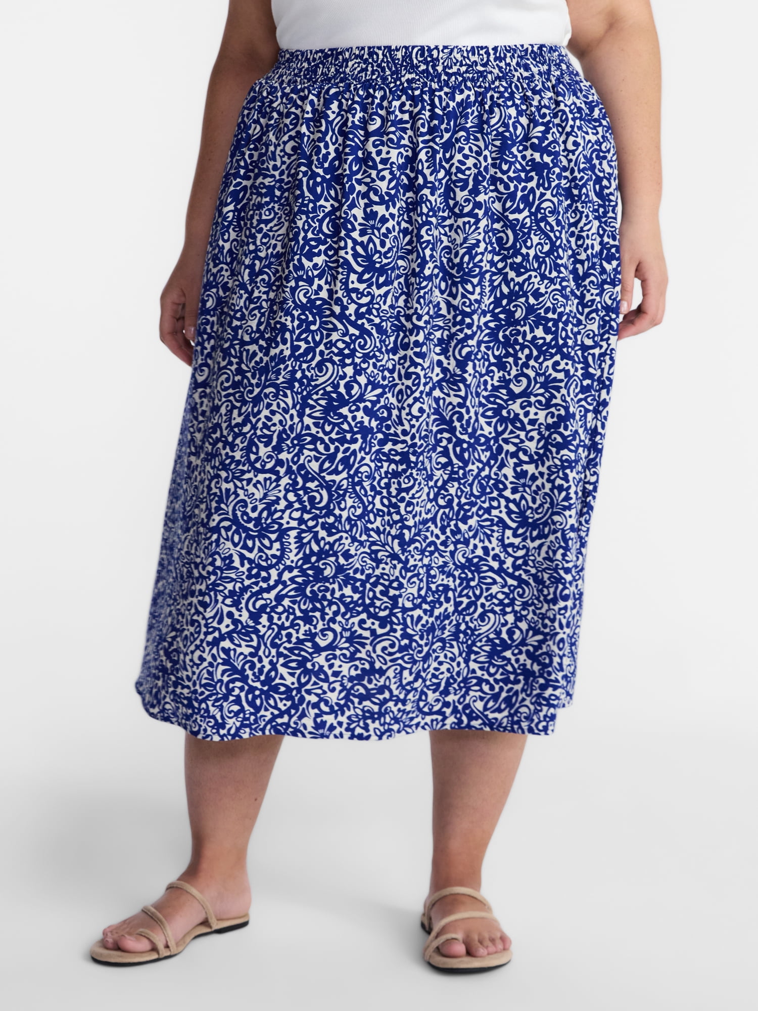 Terra & Sky Women’s Plus A Line Midi Skirt, Sizes 0X-5X