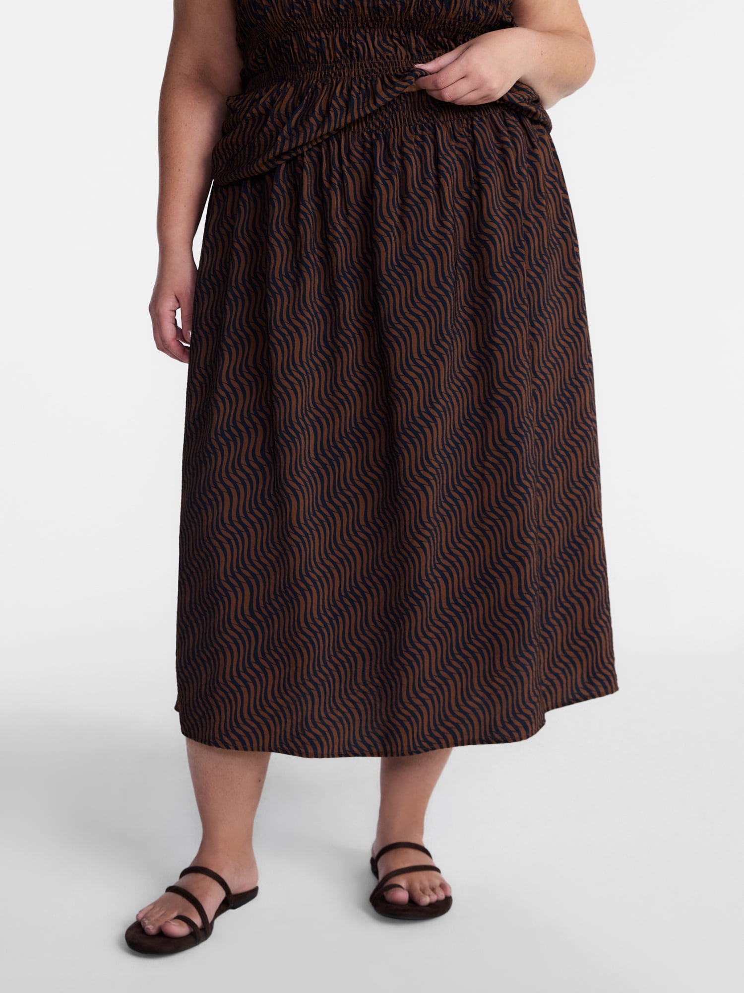 Terra & Sky Women’s Plus A Line Midi Skirt, Sizes 0X-5X