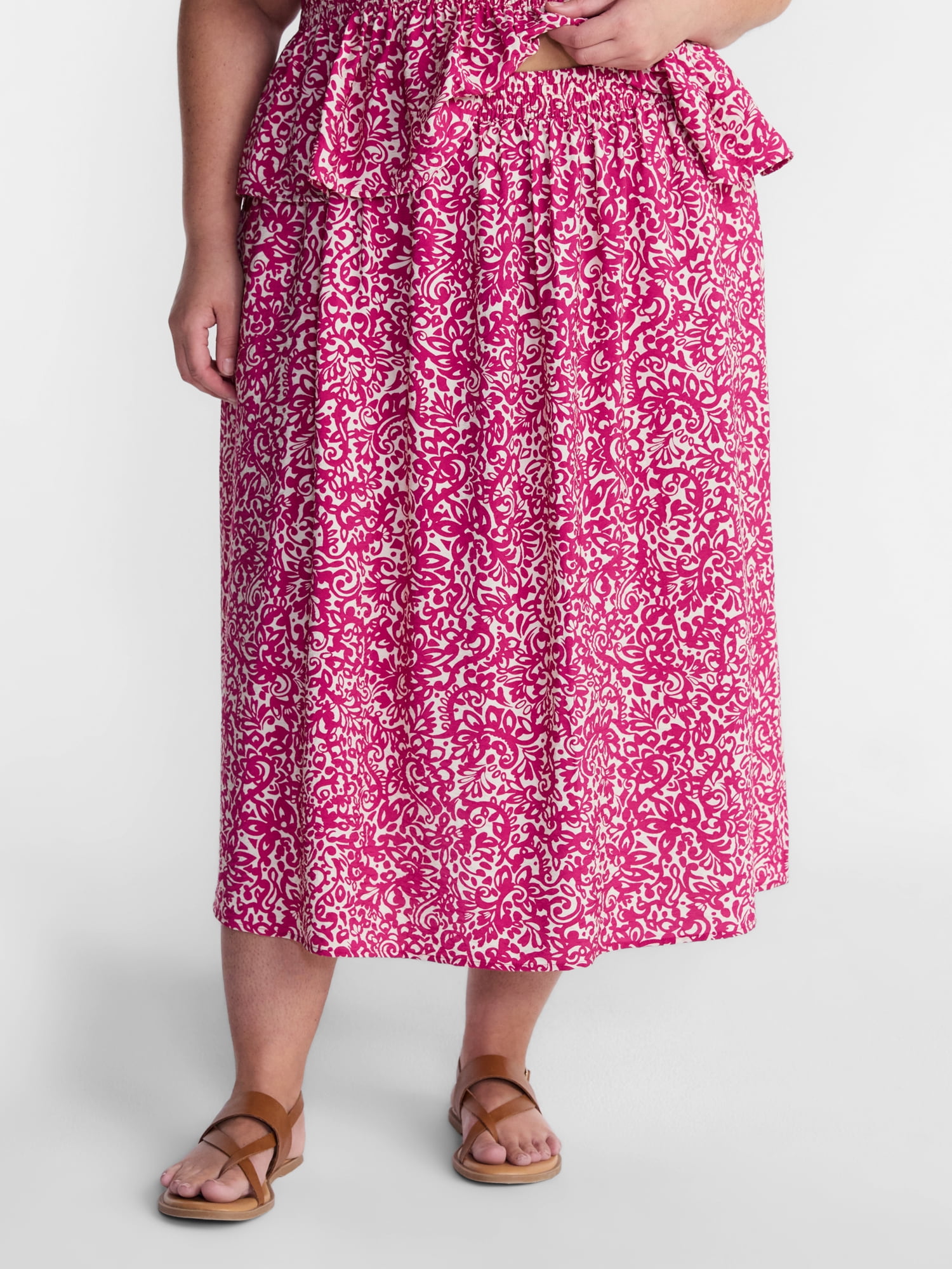 Terra & Sky Women’s Plus A Line Midi Skirt, Sizes 0X-5X