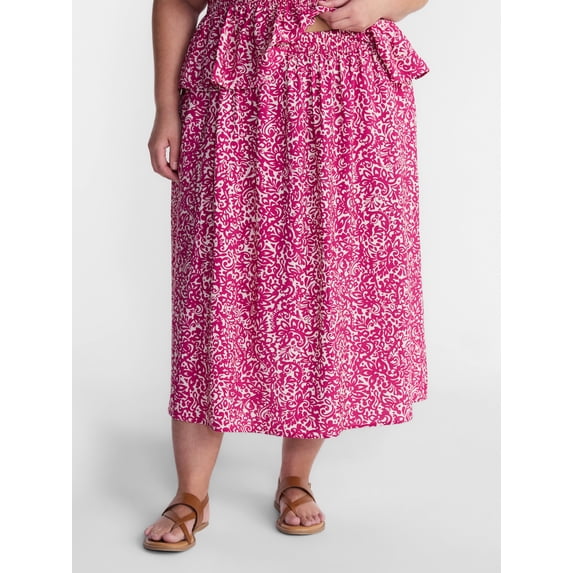 Terra & Sky Women’s Plus A Line Midi Skirt, Sizes 0X-5X