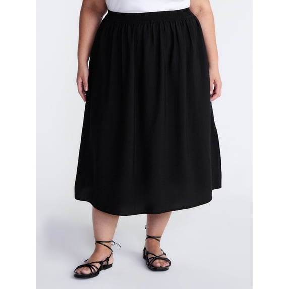 Terra & Sky Women’s Plus A Line Midi Skirt, Sizes 0X-5X