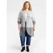 Terra & Sky Women's Plus Open Front Cardigan Sweater, Midweight, Size 1X-5X