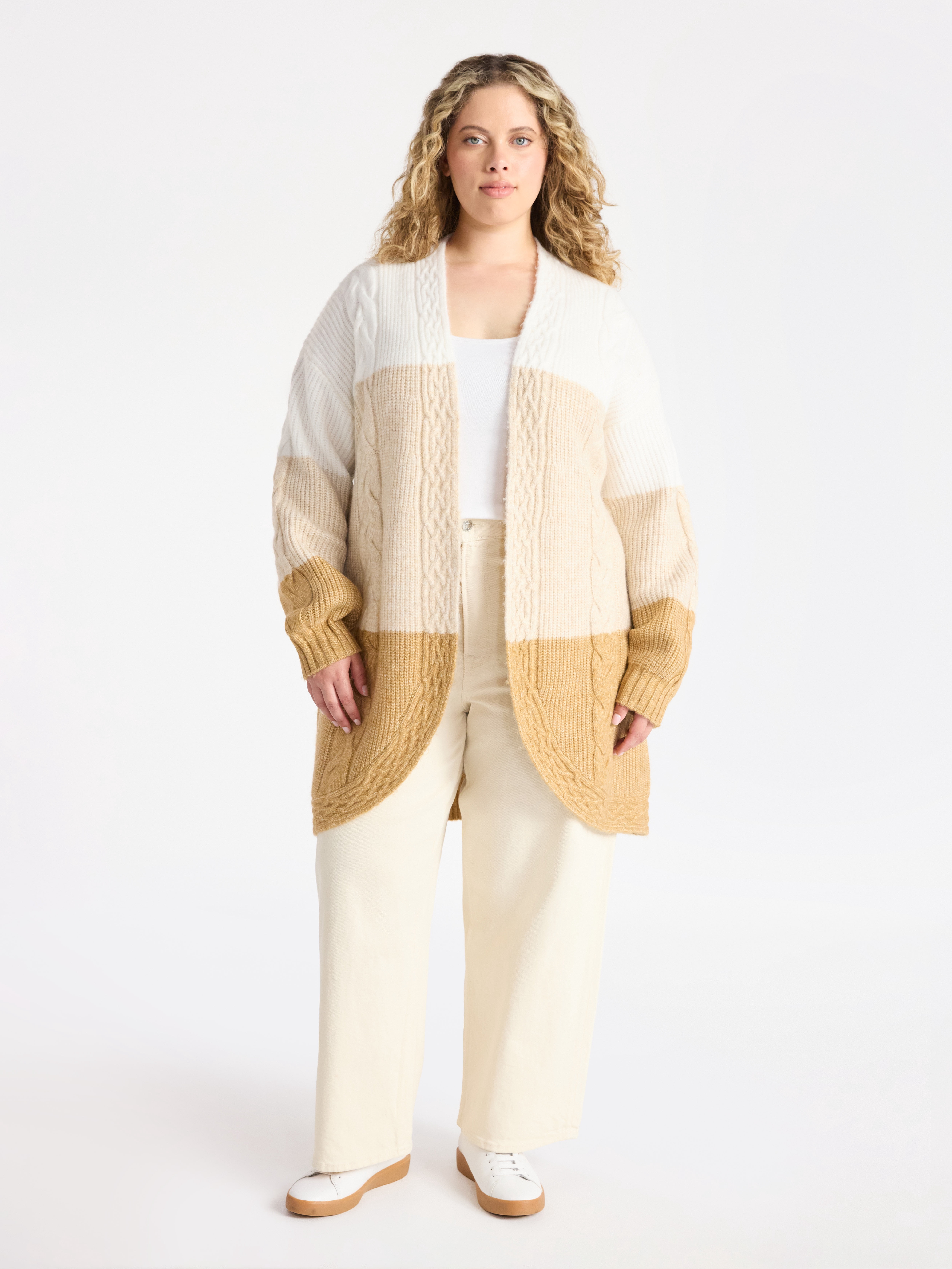 Terra & Sky Women's Plus Open Front Cardigan Sweater, Midweight, Size 1X-5X