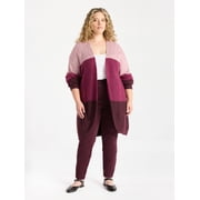 Terra & Sky Women's Plus Open Front Cardigan Sweater, Midweight, Size 1X-5X