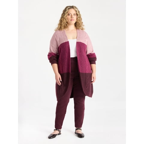 Women's Plus Open Front Cardigan Sweater, Midweight, Size 1X-5X