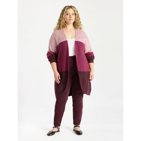 Terra & Sky Women's Plus Open Front Cardigan Sweater, Midweight, Size 1X-5X