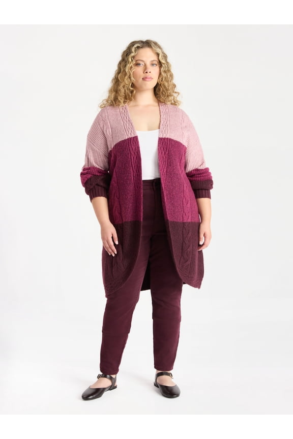 Women's Plus Open Front Cardigan Sweater, Midweight, Size 1X-5X