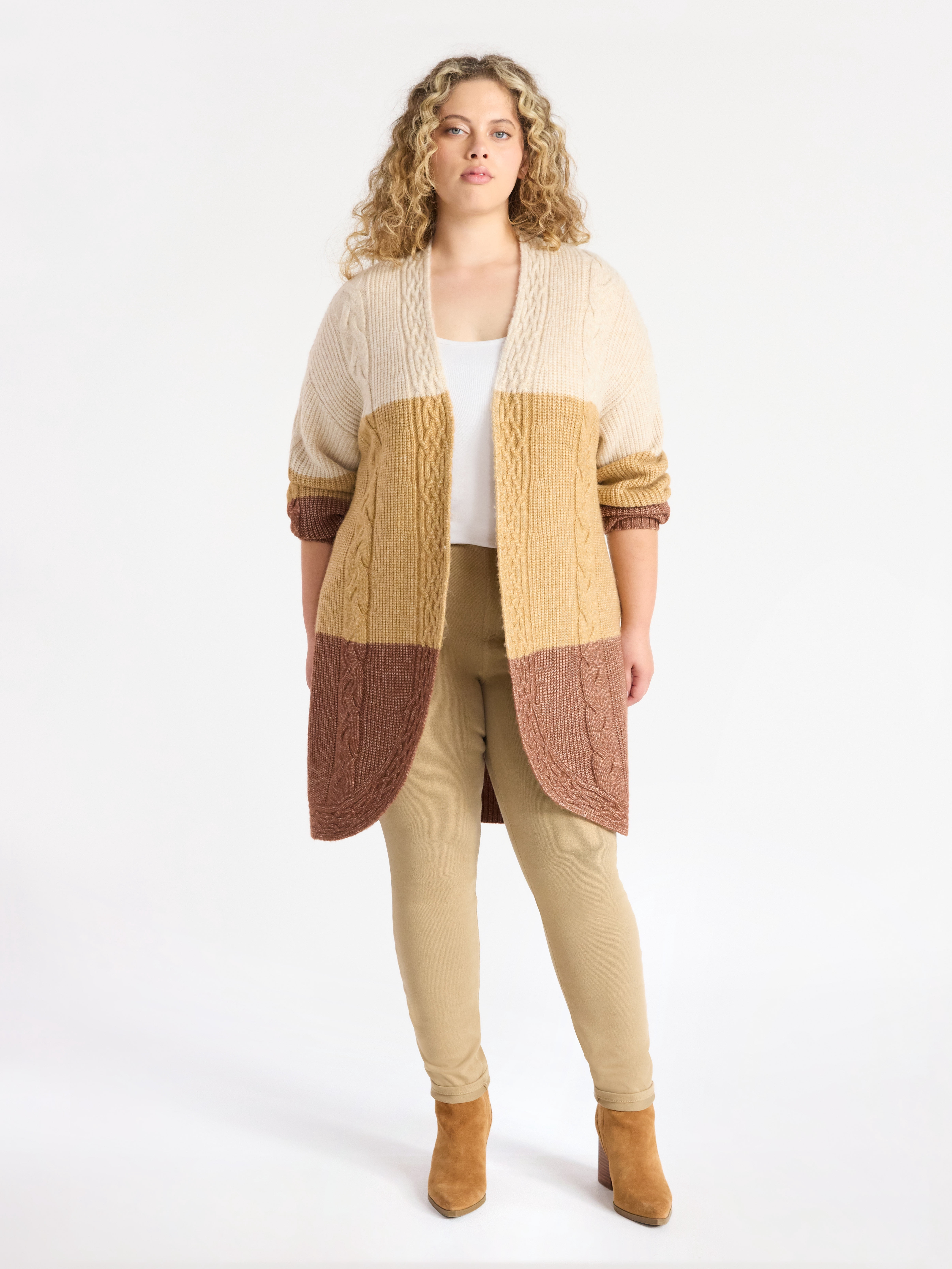 Terra & Sky Women's Plus Open Front Cardigan Sweater, Midweight, Size 1X-5X