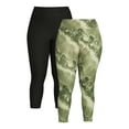 Terra & Sky Women's Plus Size Printed Capri Leggings, 2Pack